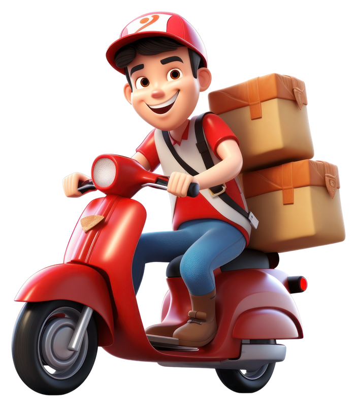 Courier delivering a package on time